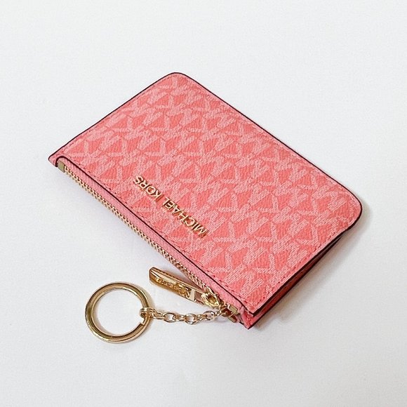 Michael Kors Jet Set Travel Small Coin Pouch ID Key Holder Wallet MK Grapefruit - Picture 4 of 11